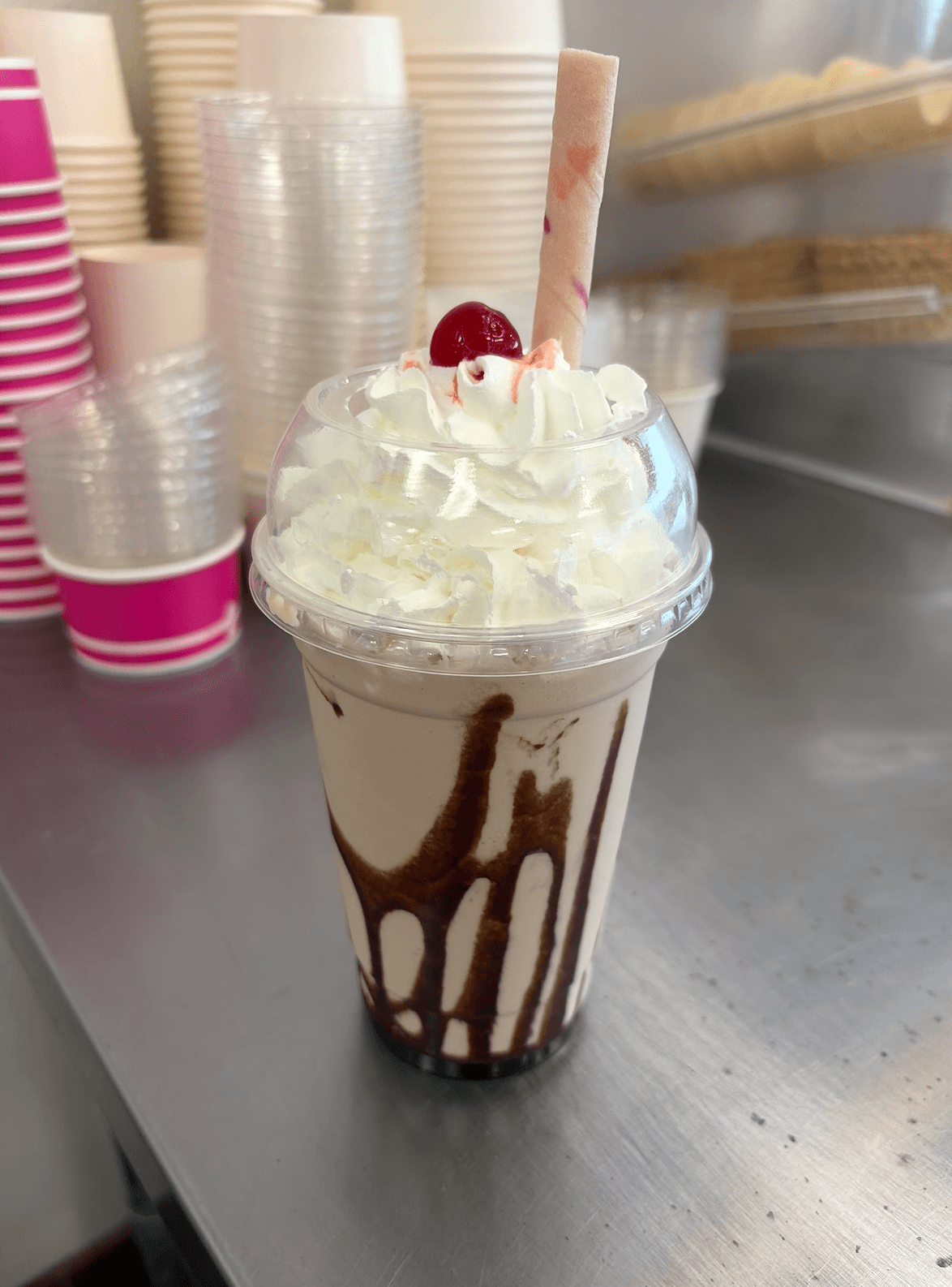 Thick hand-blended milkshake at La Michoacana Tradicional in Pomona, CA